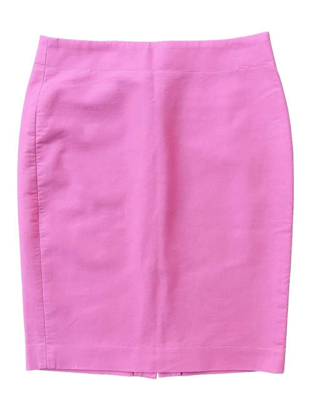 J. Crew Pink Cotton Pencil Skirt Size 2 Unlined Back Slit Knee Length Summer